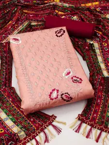 APNISHA Ethnic Motifs Embroidered Pure Silk Unstitched Dress Material