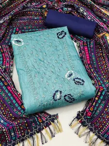 APNISHA Ethnic Motifs Embroidered Pure Silk Unstitched Dress Material