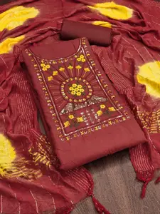 APNISHA Floral Embroidered Sequinned Pure Silk Unstitched Dress Material