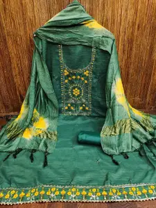 APNISHA Floral Embroidered Sequinned Pure Silk Unstitched Dress Material