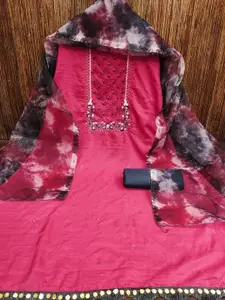 APNISHA Floral Embroidered Sequinned Pure Silk Unstitched Dress Material