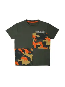 Pepe Jeans Boys Camouflage Printed Pure Cotton T-shirt