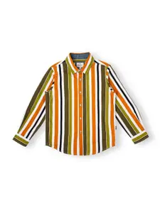 Pepe Jeans Boys Vertical Striped Spread Collar Pure Cotton Casual Shirt