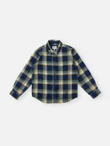 Pepe Jeans Boys Checked Spread Collar Casual Shirt