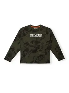 Pepe Jeans Boys Camouflage Printed Regular Fit Cotton T-shirt