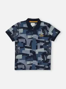 Pepe Jeans Boys Abstract Printed Polo Collar Regular Fit Cotton T-shirt