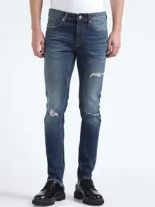 Flying Machine Men Skinny Fit Mid-Rise Mildly Distressed Heavy Fade Stretchable Jeans