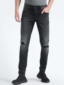 Flying Machine Men Skinny Fit Low-Rise Mildly Distressed Heavy Fade Stretchable Jeans