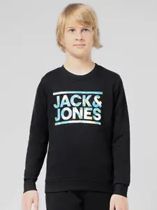 Jack & Jones Junior Boys Typography Printed Round Neck Cotton Pullover Sweatshirt