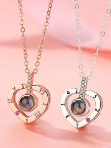 MEENAZ Set Of 2 I Love You Pendants With Chains