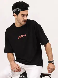 Leotude Graphic Printed Round Neck  Drop-Shoulder Sleeves Oversized T-shirt