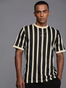 boohooMAN Striped & Embroidered Pure Cotton T-shirt