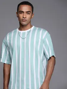boohooMAN Striped Pure Cotton Oversized T-shirt