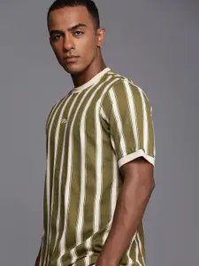 boohooMAN Striped And Embroidered Pure Cotton T-shirt