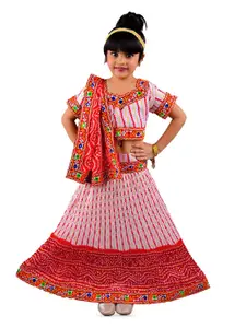 ahhaaaa Girls Ethnic Motifs Embroidered Ready to Wear Cotton Lehenga & Blouse With Dupatta