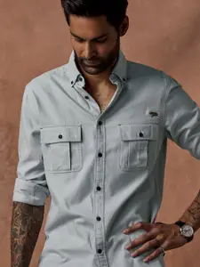 Andamen Premium Button-Down Collar Collar Long Sleeves Cotton Casual Shirt