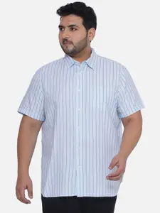 Santonio Men Plus Size Classic Striped Opaque Pure Cotton Casual Shirt