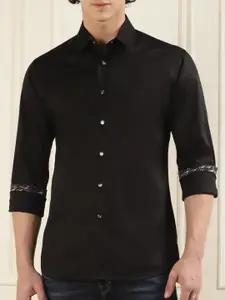 Karl Lagerfeld Men Black Slim Fit Opaque Formal Shirt