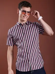 KETCH Men Multicoloured Slim Fit Opaque Striped Casual Shirt