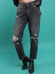 Tokyo Talkies Women Grey Slim Fit Highly Distressed Light Fade Cotton Jeans