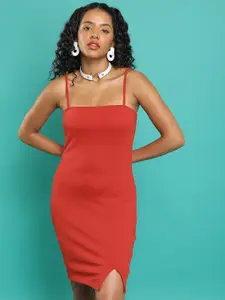 Tokyo Talkies Red Shoulder Straps Bodycon Dress