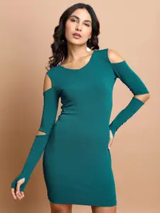 Tokyo Talkies Cold-Shoulder Sleeves Bodycon Dress