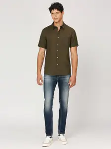 Pepe Jeans Spread Collar Short Sleeves Linen Casual Shirt