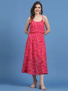 plusS Geometric Printed Shoulder Straps A-Line Dress