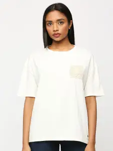 Pepe Jeans Pure Cotton Drop-Shoulder Sleeves Pockets Oversized T-shirt