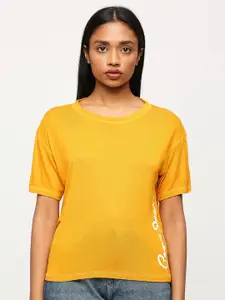 Pepe Jeans Typography Printed Relaxed Fit Drop-Shoulder Modal T-shirt