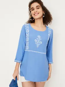 max Floral Embroidered Straight Kurti