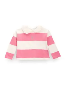 U.S. Polo Assn. Kids Girls Striped Polo Collar Pure Cotton T-Shirt