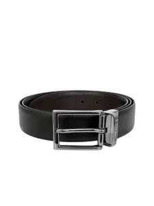 Allen Cooper Men Black Leather Reversible Belt