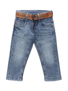 U.S. Polo Assn. Kids Boys Blue Slim Fit Clean Look Heavy Fade Stretchable Jeans