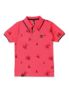 earth conscious Boys Conversational Printed Polo Collar Cotton T-shirt