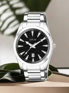 LOREM Men Textured Dial & Stainless Steel Straps Analogue Watch LR148