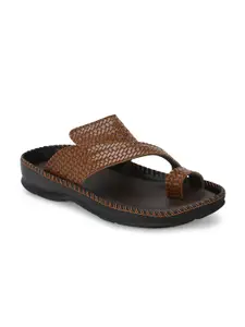 Azzaro Black Men Textured One Toe Comfort Sandals