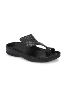 Azzaro Black Men Textured One Toe Comfort Sandals