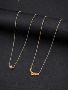 DressBerry Pack Of 2 Gold-Toned Gold-Plated Chain With Pendant