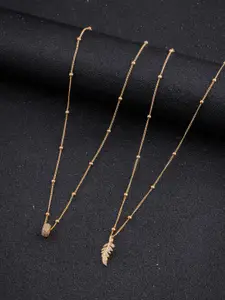 DressBerry Set of 2 Gold-Plated Artificial Stones Antique Chain With Pendant