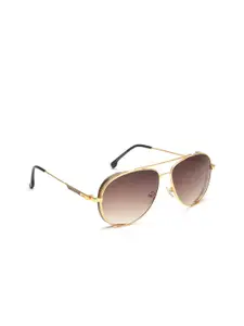 IDEE Men Brown Lens & Gold-Toned Aviator Sunglasses with UV Protected Lens