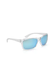 IDEE Men Grey Lens & White Rectangle Sunglasses with UV Protected Lens