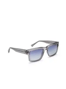 IDEE Men Blue Lens & Gunmetal-Toned Rectangle Sunglasses with UV Protected Lens