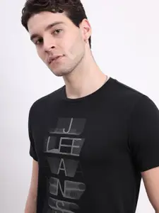 Lee Men Typography Printed Round Neck Cotton Slim Fit T-shirt