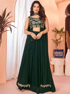 KALINI Green & Gold-Toned Embroidered Sequinned Ready to Wear Lehenga & Blouse With Dupatta