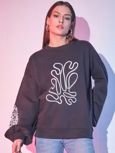 STREET 9 Graphic Printed Pure Cotton Fleece Pullover