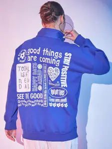 STREET 9 Typography Printed Pure Cotton Fleece Pullover