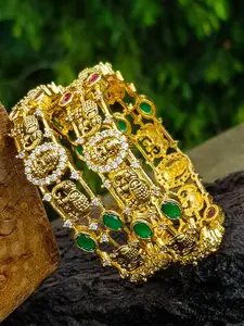 GRIIHAM Set Of 2 Gold-Plated AD-Studded Bangles