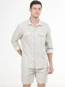 POE Striped Shirt With Short Co-Ords