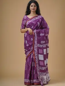 JALTHER Kalamkari Pure Cotton Ikat Saree